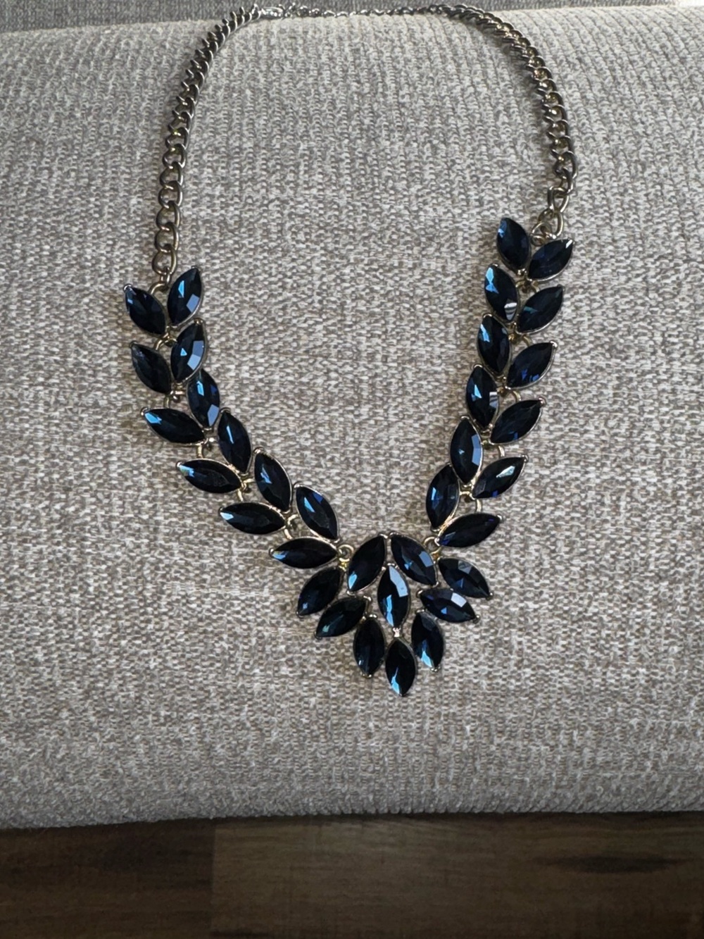Navy Marquise Leaf Statement Necklace